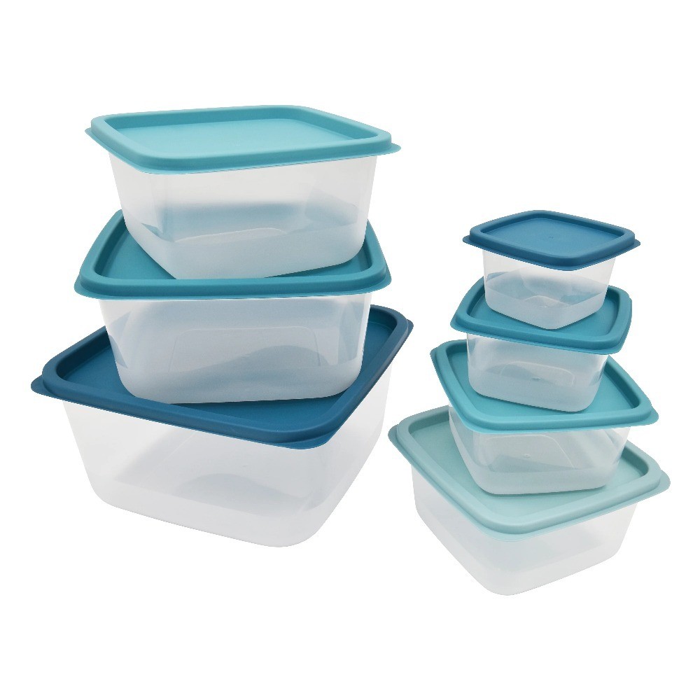 Teal Ombre 14-Piece Plastic Food Storage Container Set with Lids