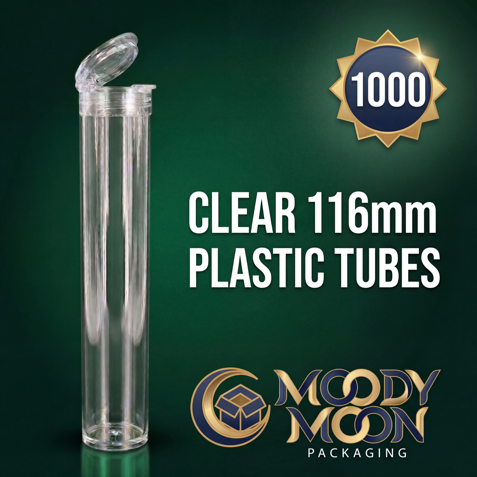 1000 Pack 116mm Tubes Clear King Size – Plastic Pop Top Tubes with Squeeze Cap