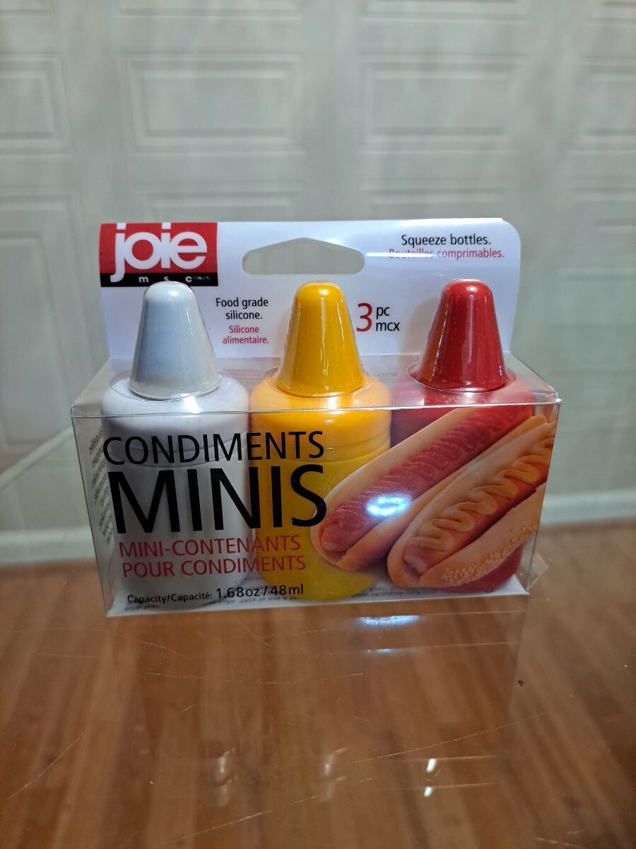 Joie MSC ~ Set of Three ~ Condiments Mini Squeeze Bottles with Nozzle Caps