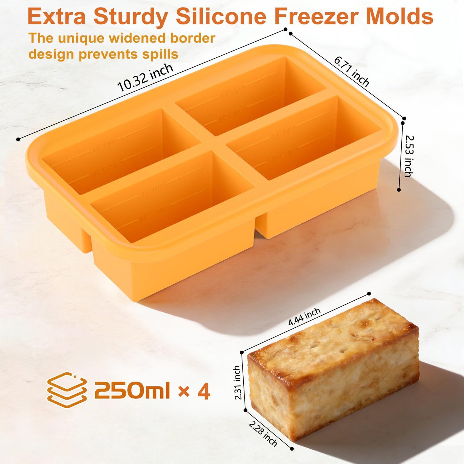 1-Cup Silicone Freezing Trays with Lid,2 Pack,Easy-Release Silicone Freezer M…
