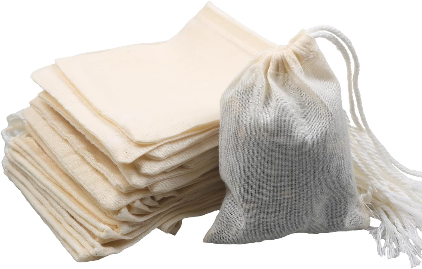 10Pcs Reusable Tea Filter Bag, Soup, Bone Broth Brew, 3 x 4 inches, Beige