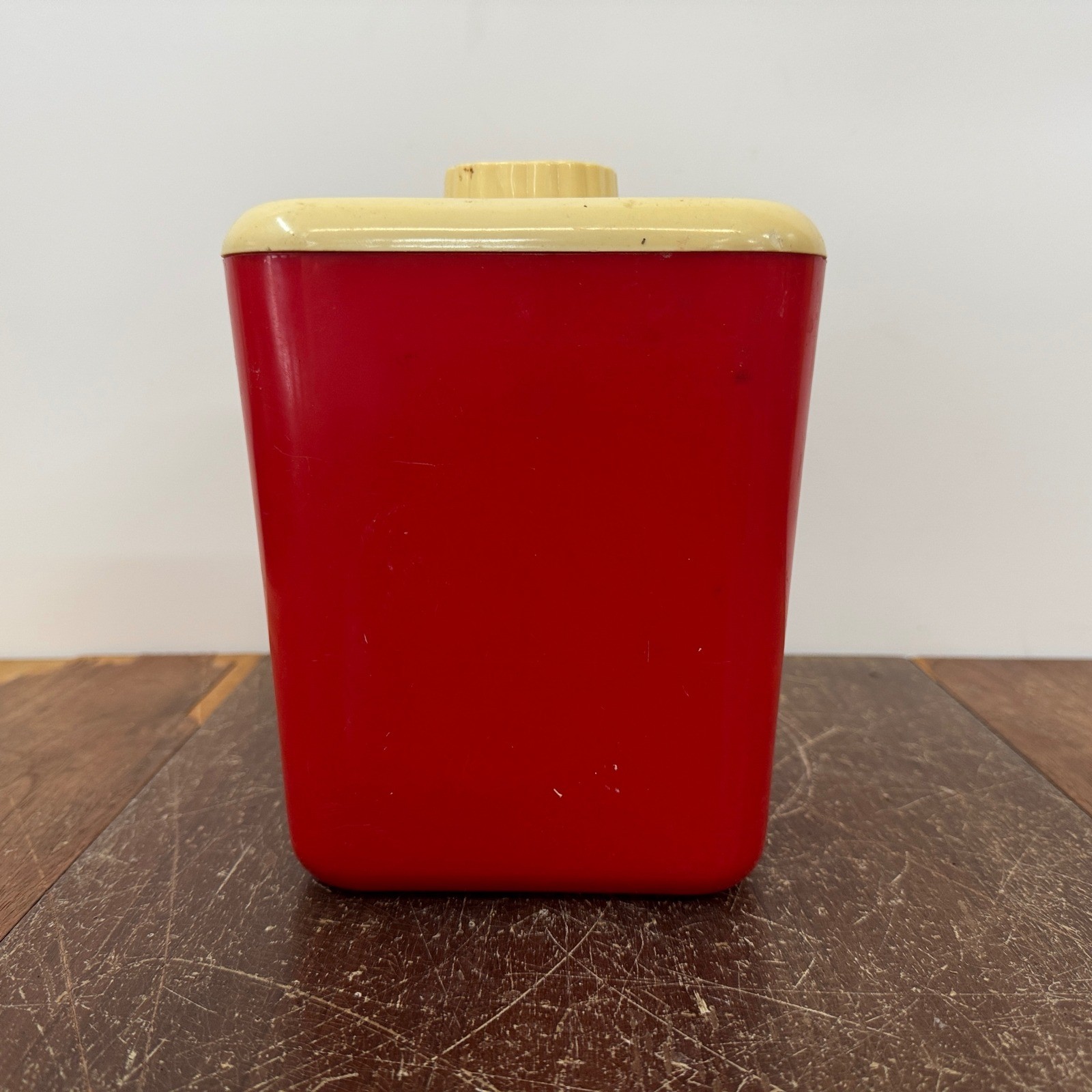 Vintage Retro Plastic Red White Cream SUGAR Canister