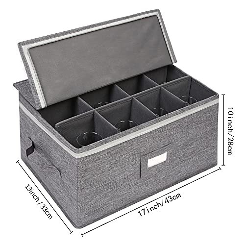 Stemware Storage Containers (2 pack), Wine Glass Storage Box with Dividers…