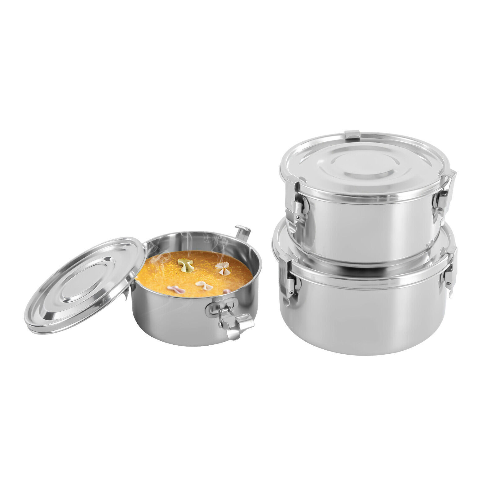 304 Grade Stainless Steel Food Storage Containers Leak-Proof Smell-Proof Silver