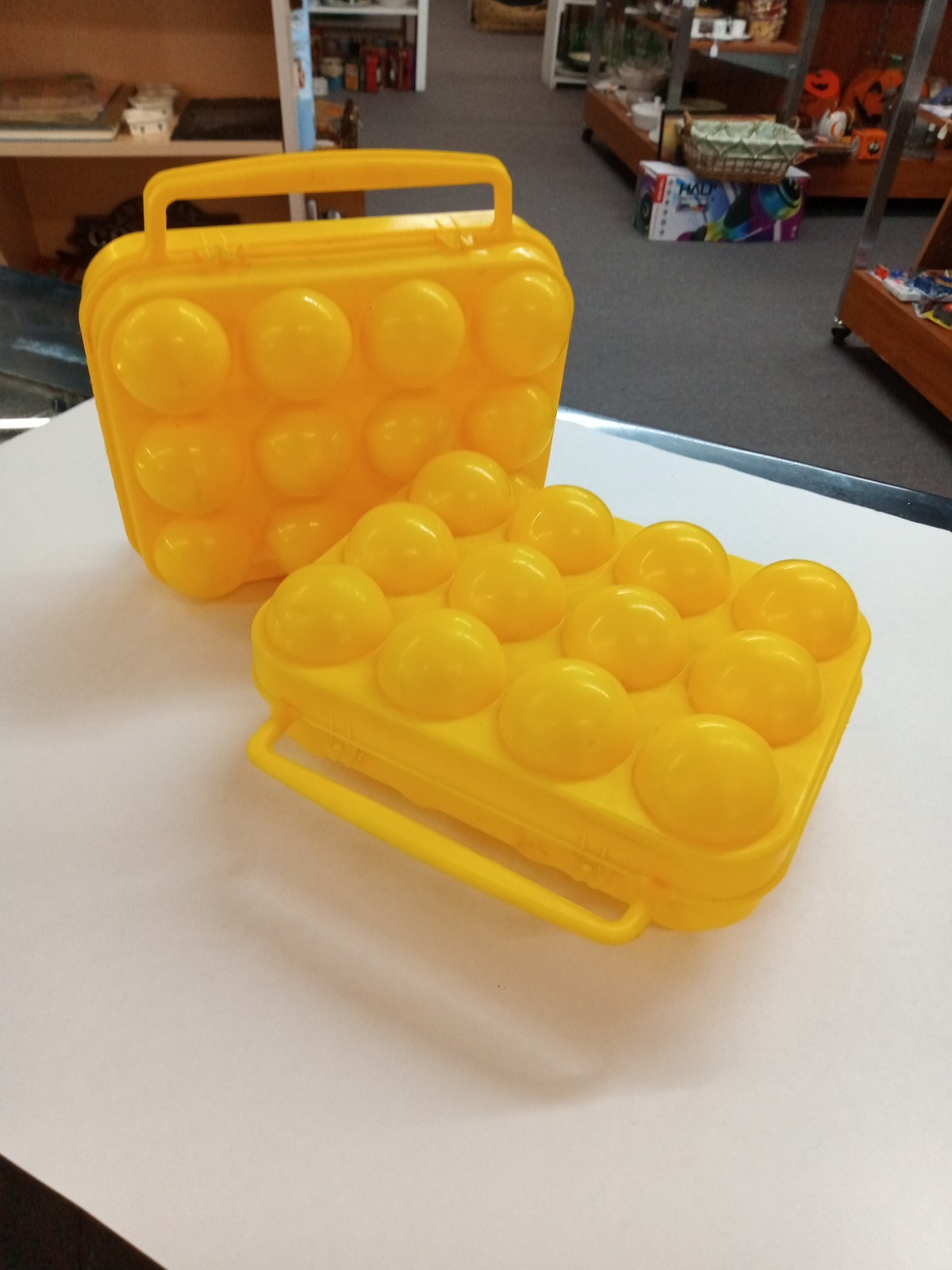Set of 2 Vintage Plastic Yellow 12 Count Egg Containers