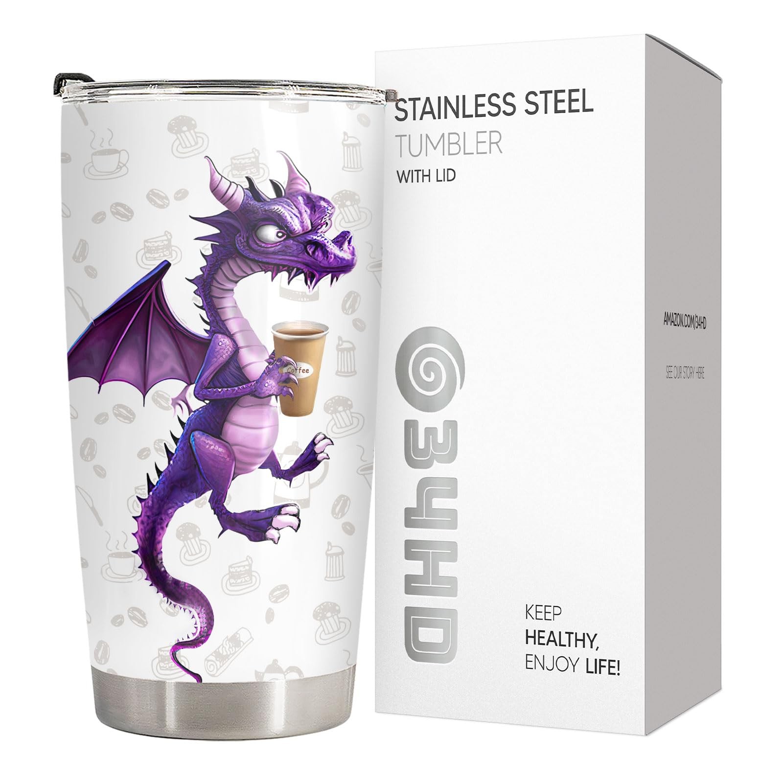 34Hd Dragon Coffee Moods Tumbler 20Oz Stainless Steel Insulated – Funny Purple