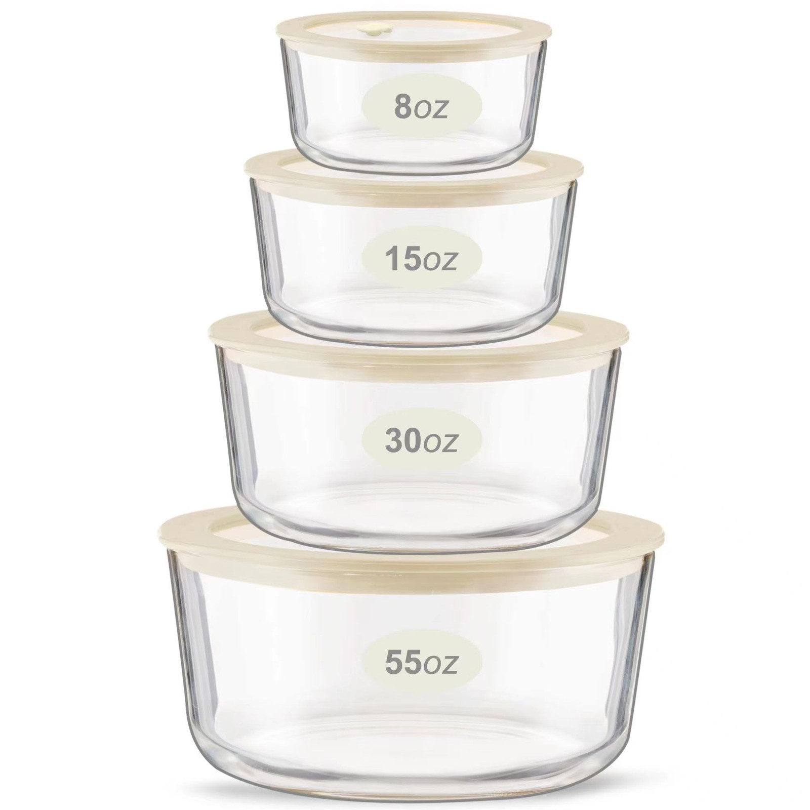 Urban Green Glass Food Container Set with Glass Lid, 4 Pack, Meal Prep Contai…