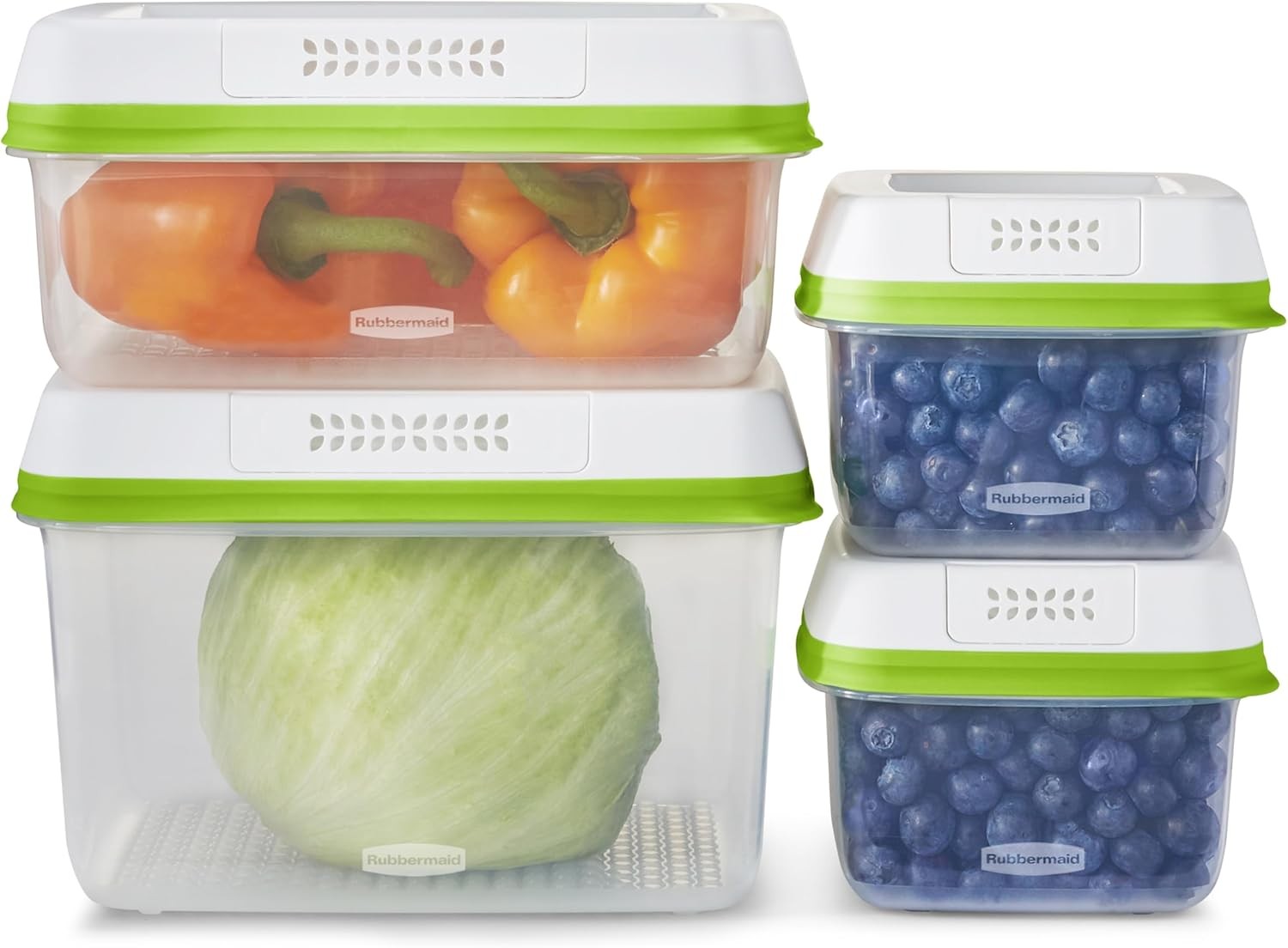 FreshWorks Produce Saver Medium & Large Storage Containers 8-Piece Set Set of 4