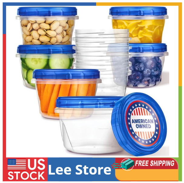 16Oz Plastic Containers with Twist Top Lids (10 Pack), 2 Cup Freezer Containers
