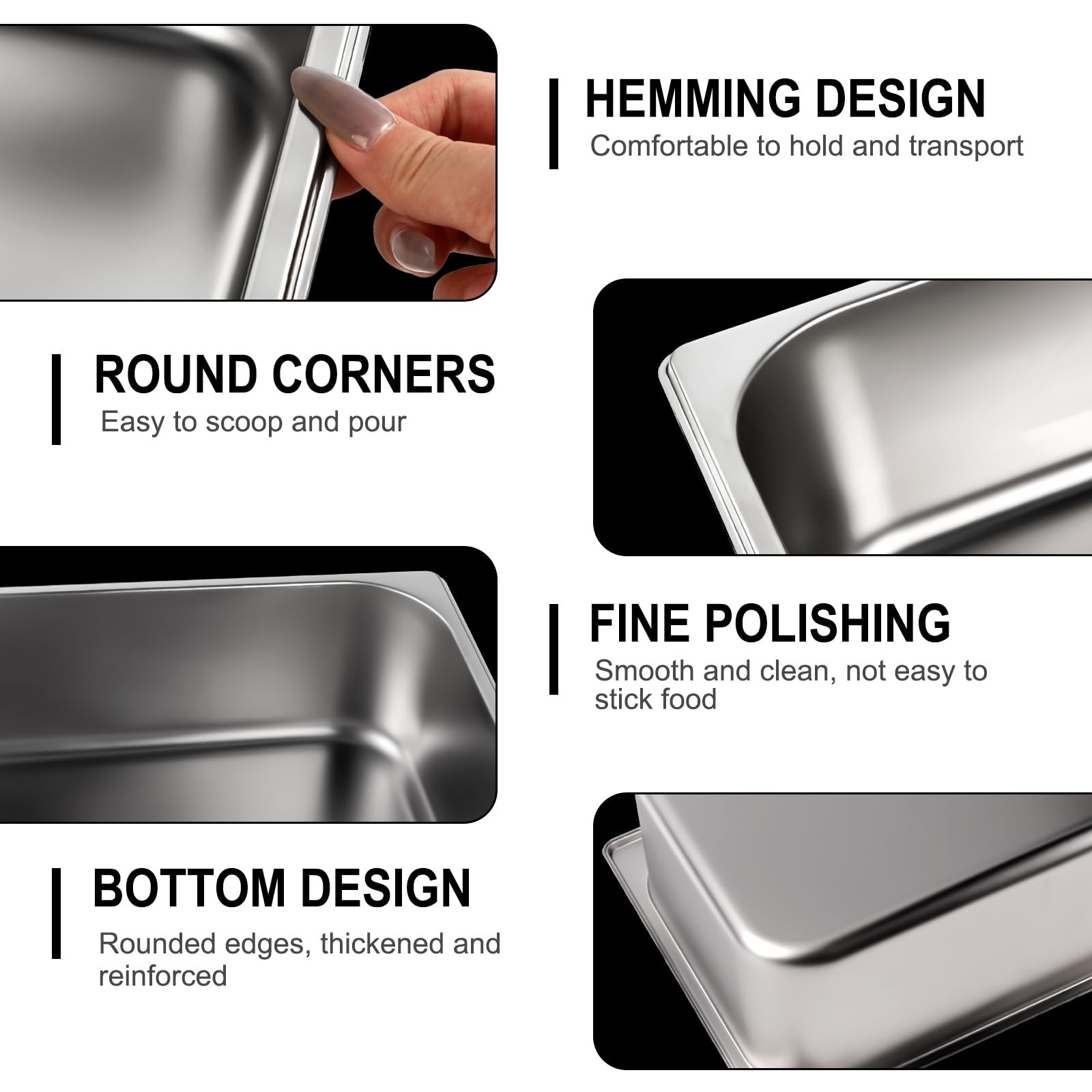 4 Pack 1/3 Hotel Pan with Lids, 4” Deep Steam Table Pan with Lid, 13”L x 6….