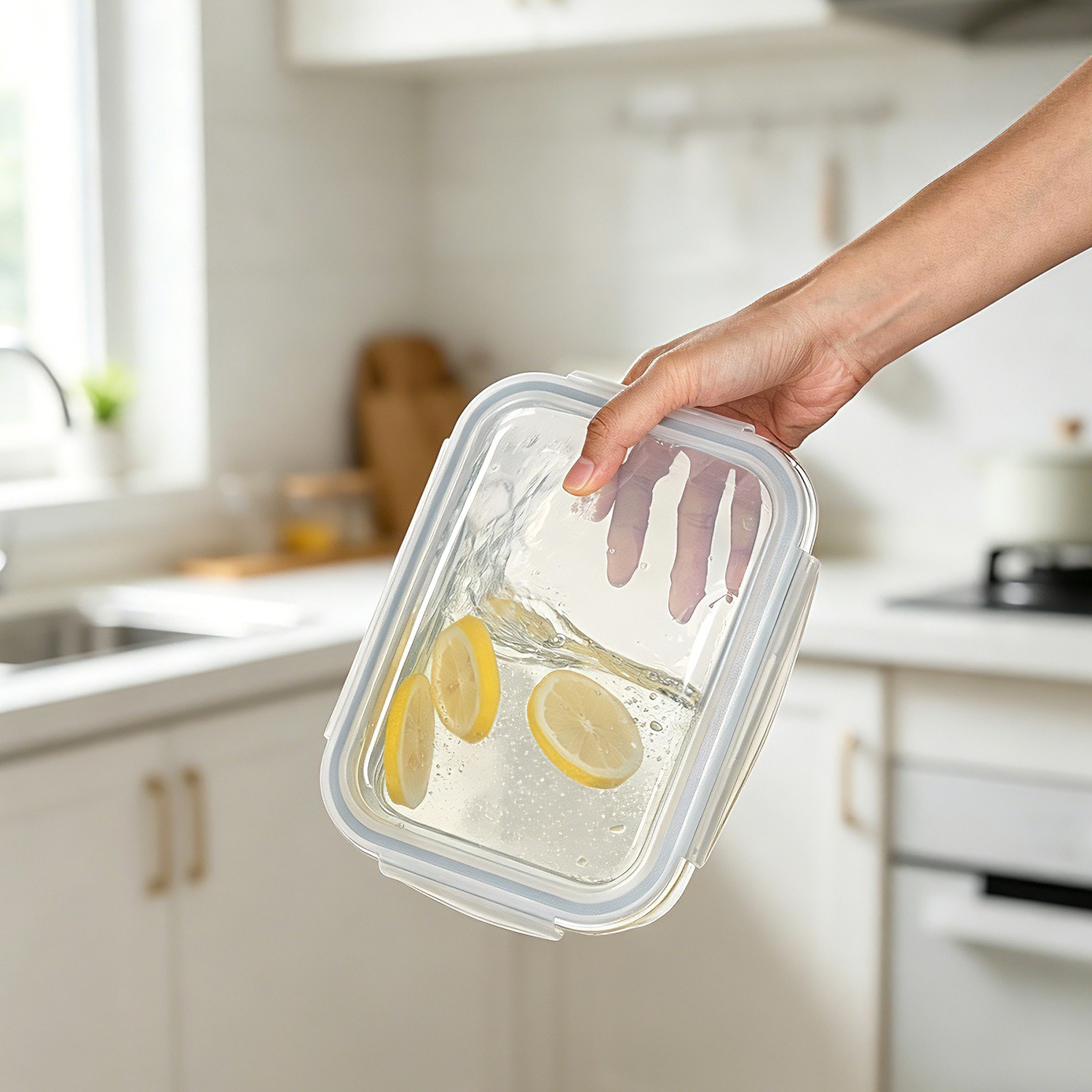 CHEFSTORY 2 Pack 1500Ml/50.7Oz Glass Storage Containers with Lids, grey