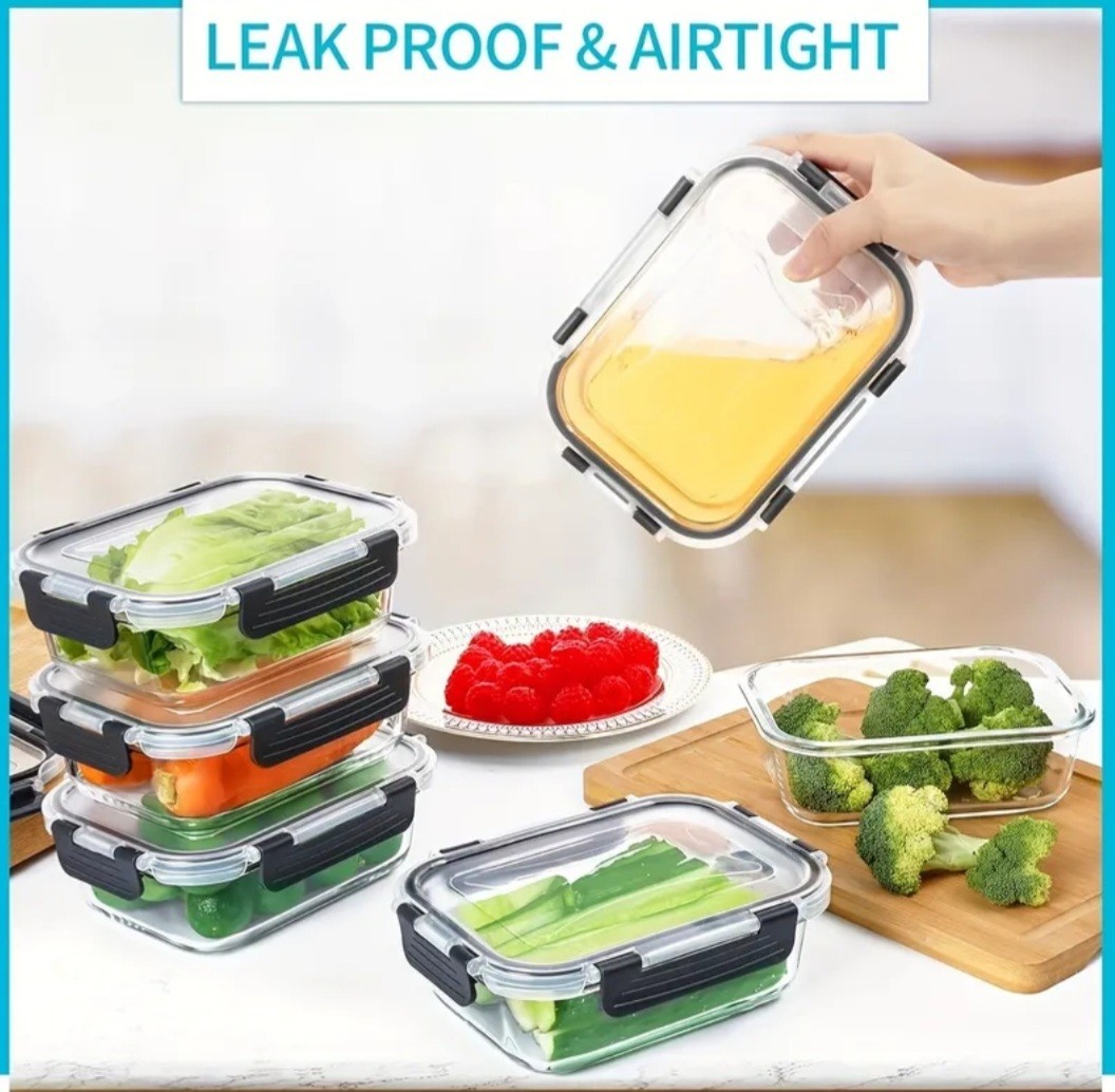 Glass Meal Prep Containers 22oz 20Pcs Set 10 Containers & 10 Lids Airtight Food