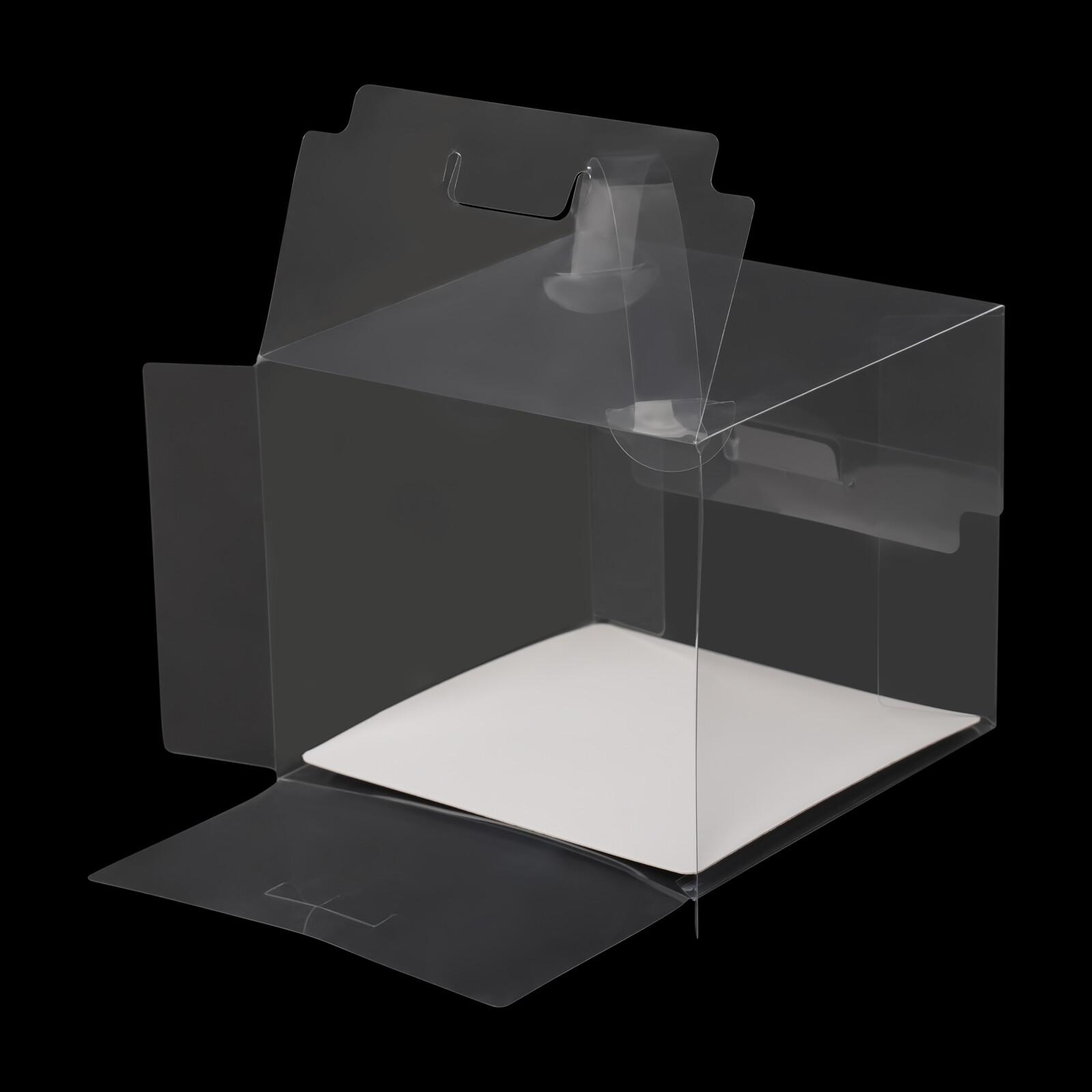 50*Clear Cake Box Gift Plastic Carrier Box Cake Pastry Packaging Box PET