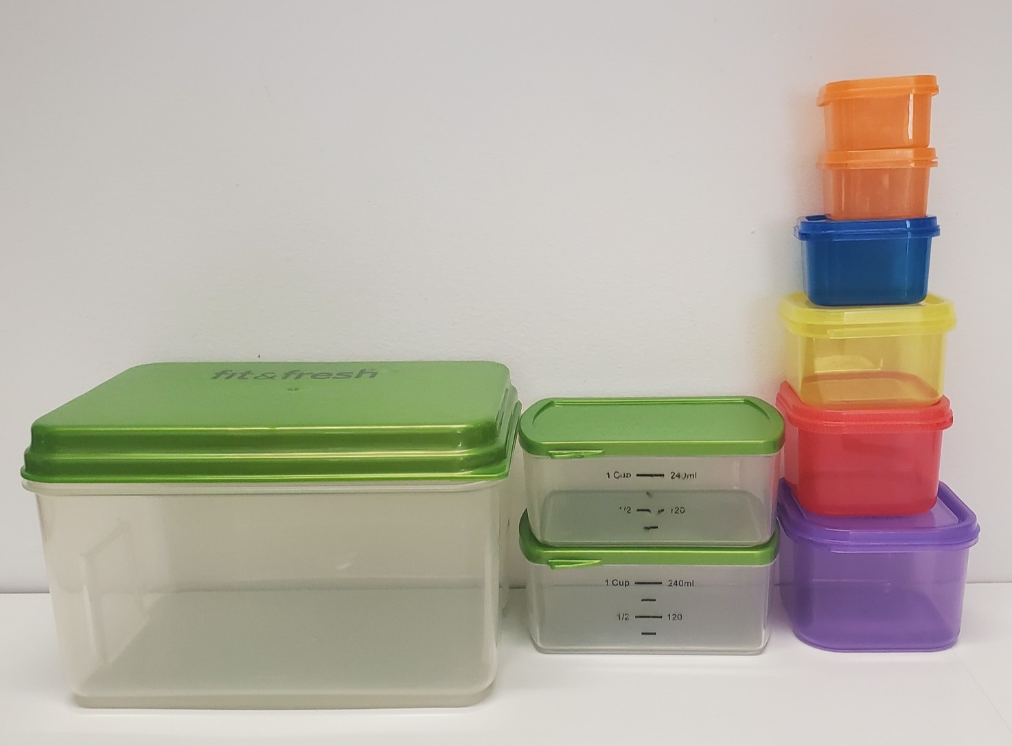 Fit & Fresh Meal Prep Container 9 Piece Set, EUC, Meal Planning, Weight Loss Aid