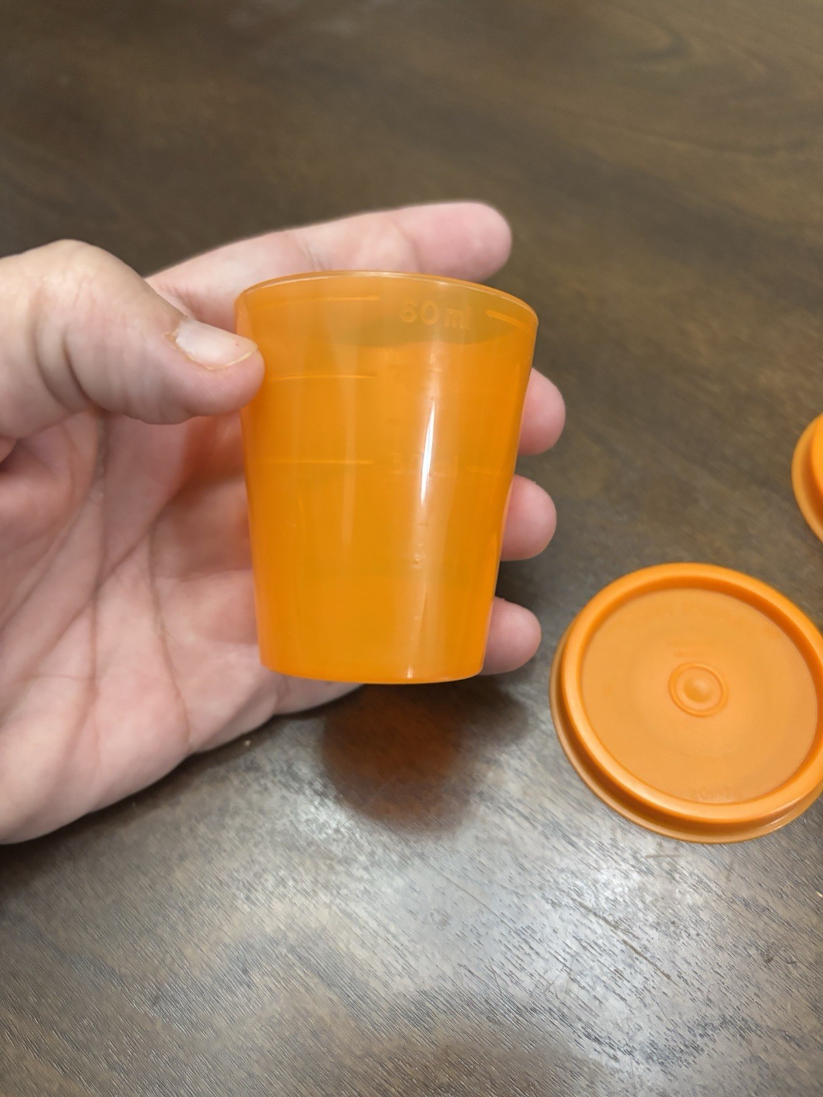 Tupperware Tupper Minis 2 oz Midgets Set of 5 Orange Smidgets Dips Crafts EUC