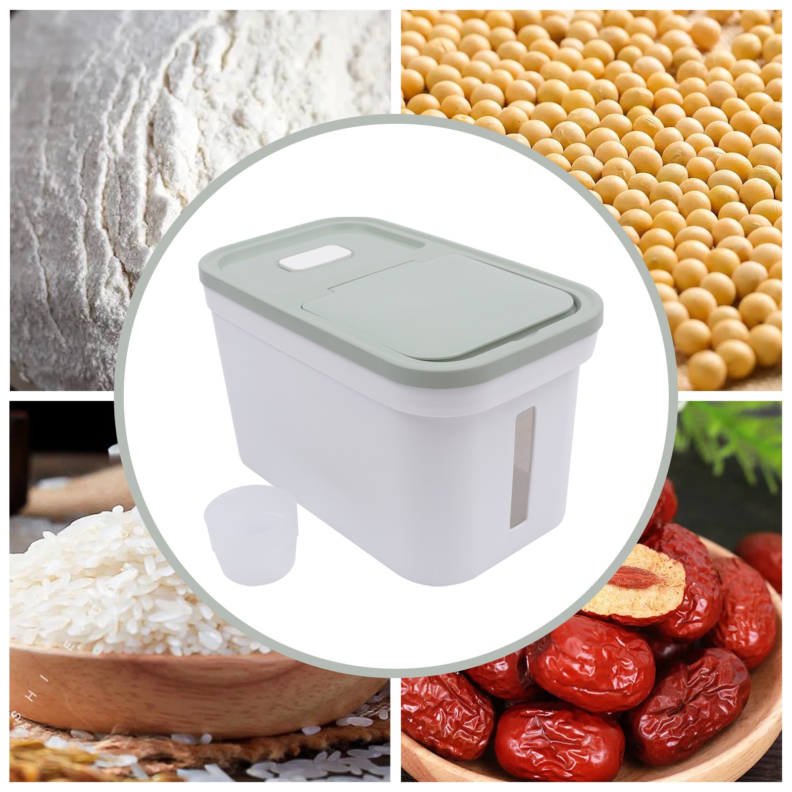 10kg Large Rice Storage Container Food Flour Airtight Box Rice Dispenser W/Cup