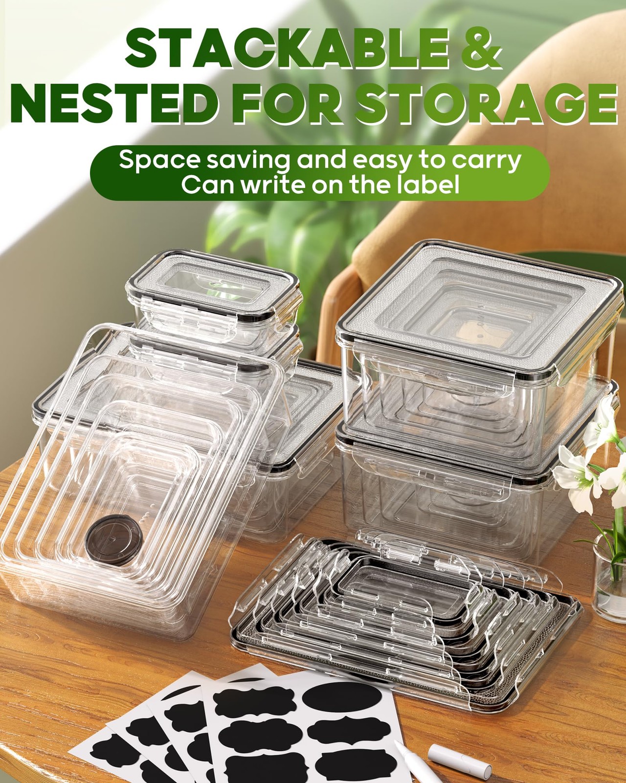 60 PCS Food Storage Containers with Lids, BPA-Plastic Food Containers for Kit…