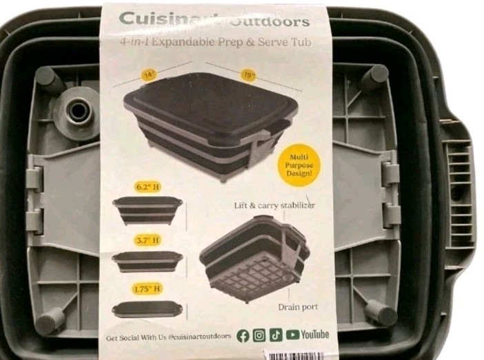 Cuisinart 4-in-1 Expandable Prep and Serve Tub with Removable Drain Port