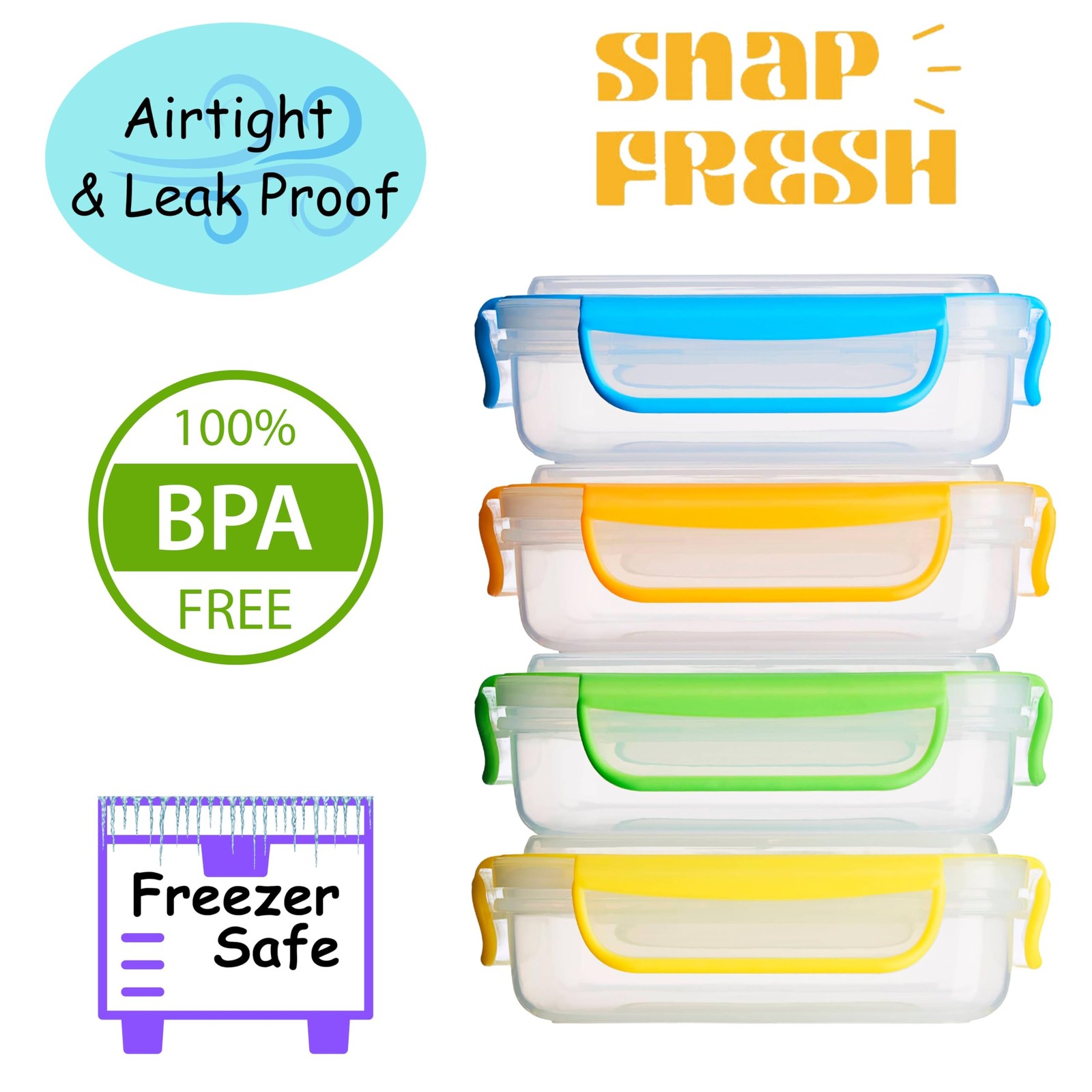 – 4 Pack of Fun Size Sandwich Containers (450 ml) – Reusable, BPA Free Plasti…