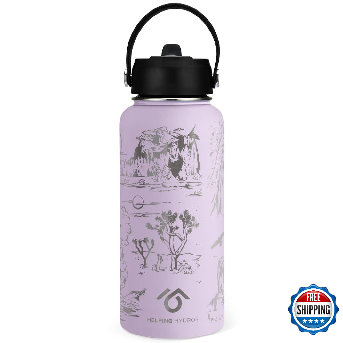 Helping Hydros Parks Water Bottle Straw Lid 32 Oz Engraved Stainless Steel