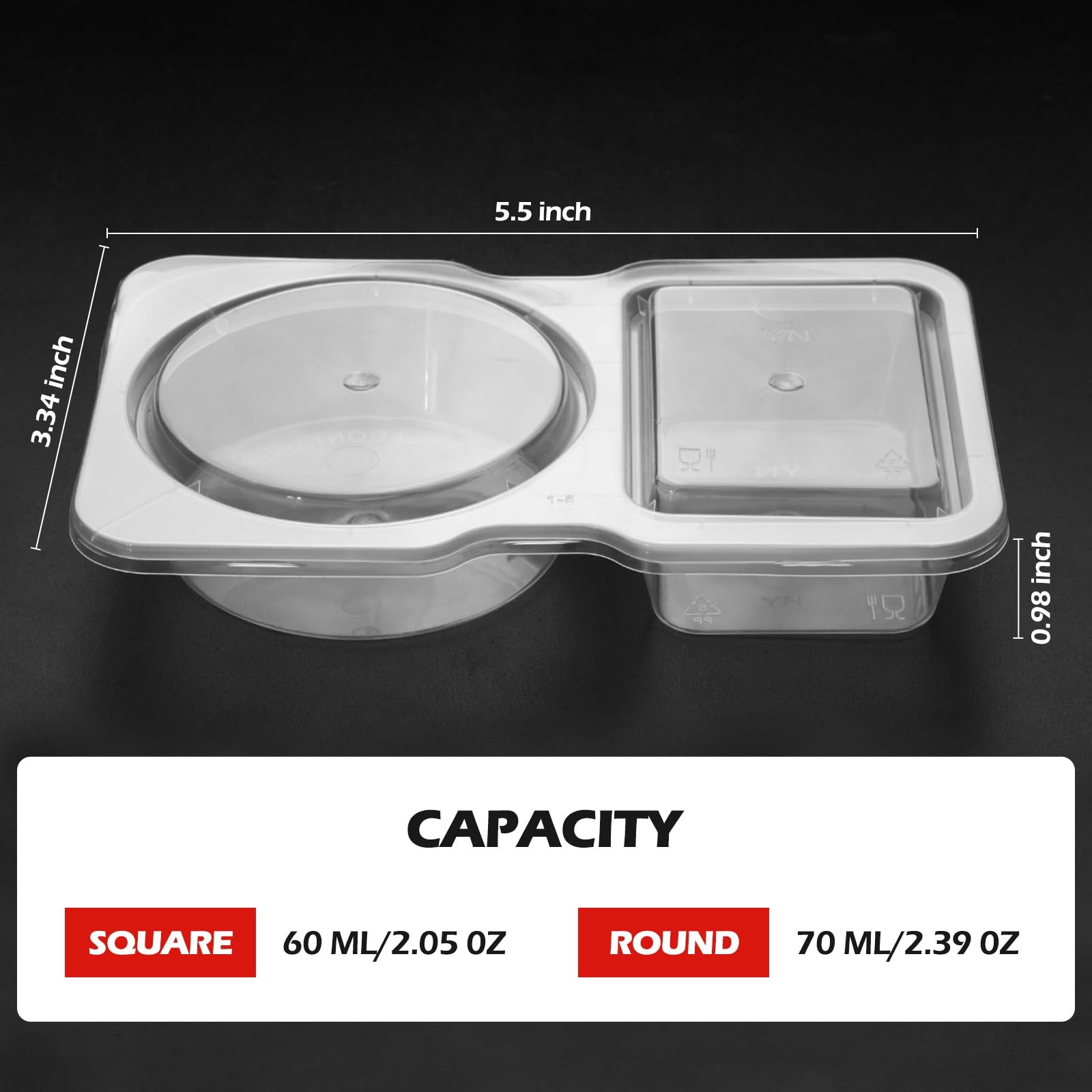 20 Set Reusable Snack Containers 2-Compartment Dipping Containers with Lid for