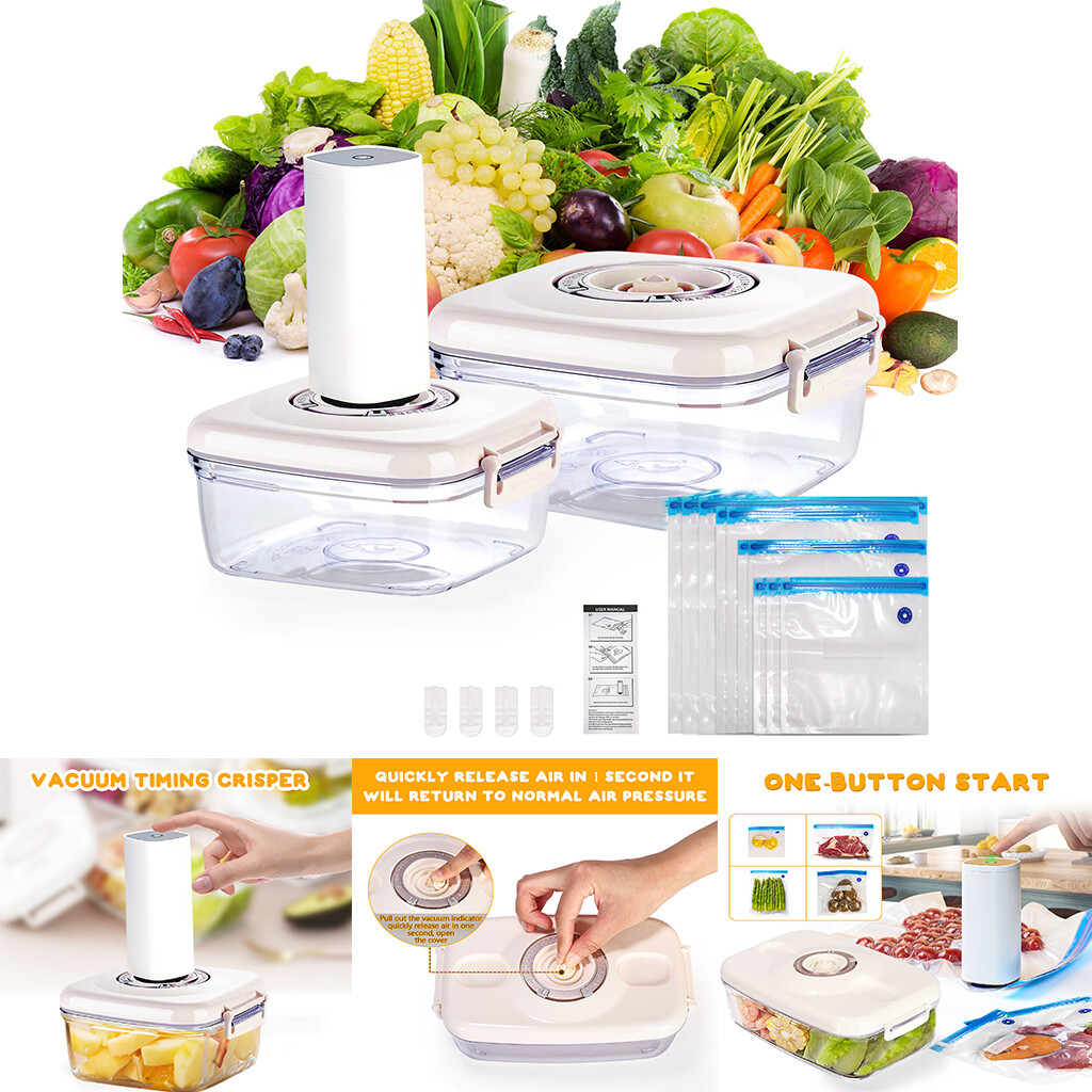 Vacuum Seal Food Storage Container with 2 Reusable Containers and Seal Bags