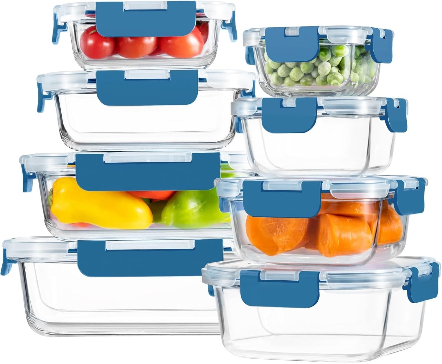 HOMBERKING 8 Pack Glass Food Storage Containers with Lids, Free Shipping