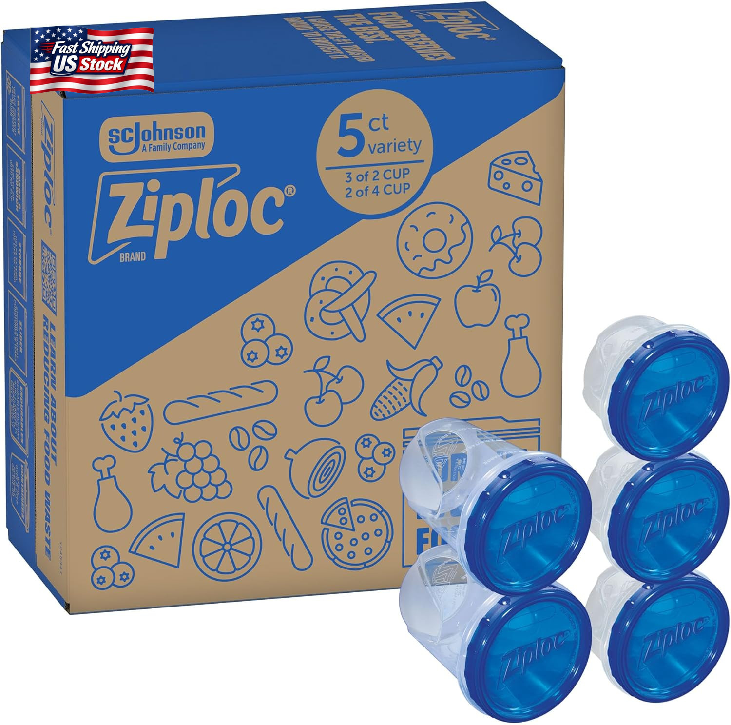 Ziploc Twist N Loc Food Storage Containers, Leak Resistant Design, Small and Med
