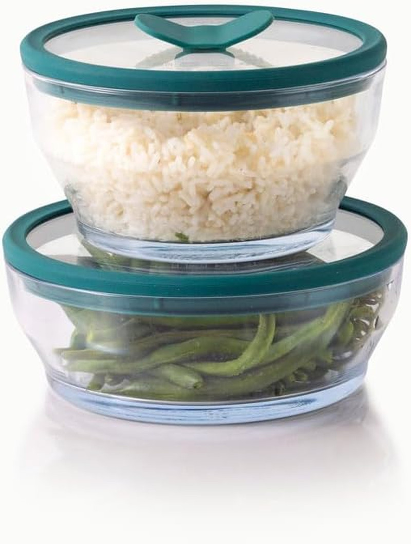4-Piece Medium Glass Food Storage with Glass Lids | Plastic-Free Meal Prep & Mic