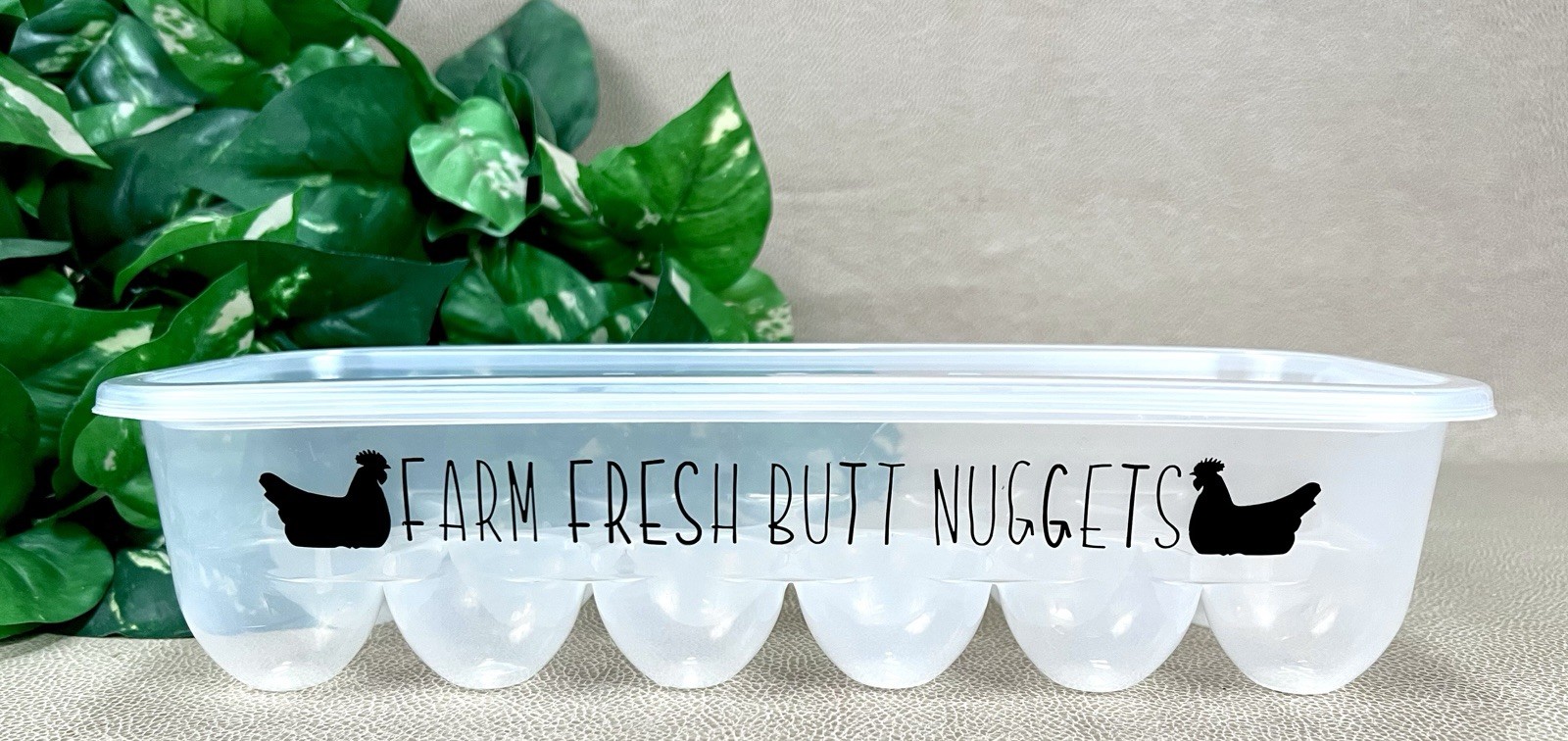 Farmhouse Plastic 1 Dozen Egg Carton – “Farm Fresh Butt Nuggets”