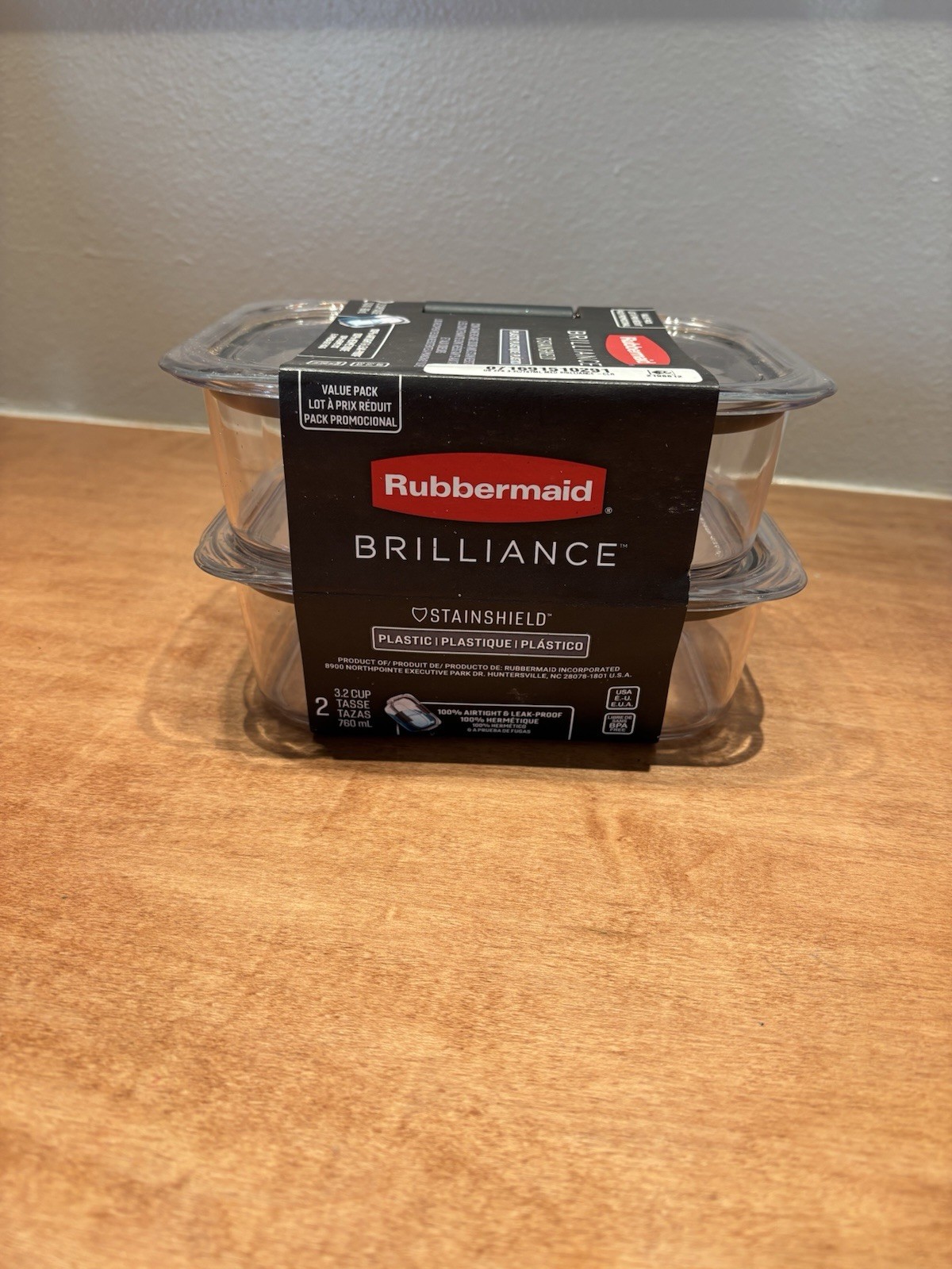 2 Rubbermaid 3.2 cup Brillance Food Storage Container Clear Plastic, Microwave