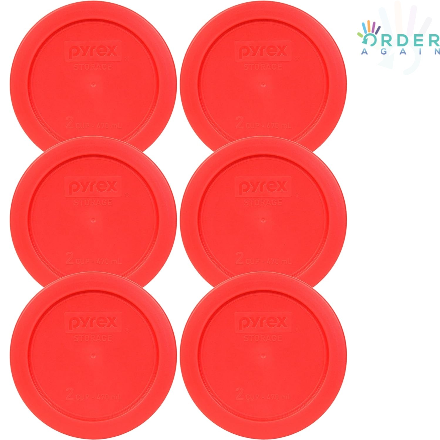 2-Cup Red Food Storage Replacement Lids Pack of 6 BPA-Free Microwave Safe