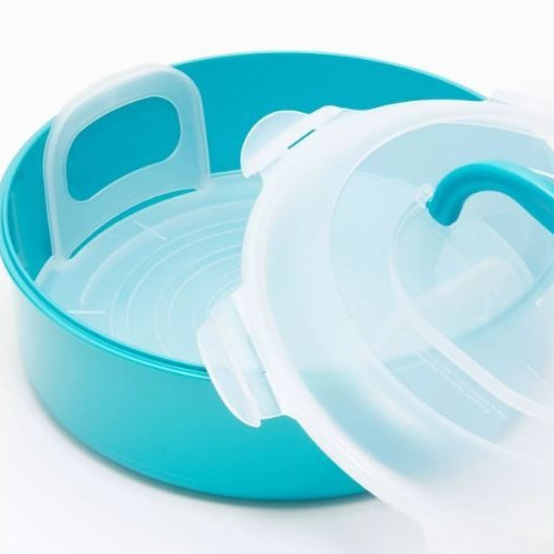 LocknLock Tall Pie Carrier,Handle,Round Food Storage,Air Tight,Spearmint K46681