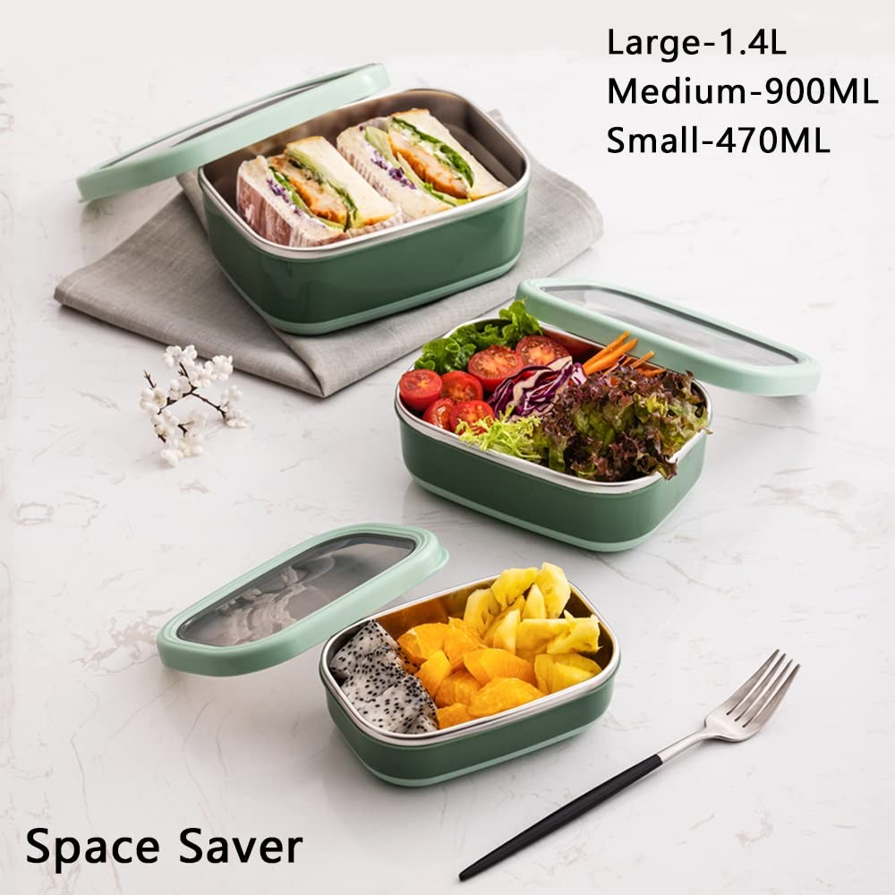 Lille Home Leak Proof Steel Food Containers – Snack Large, Dark Green