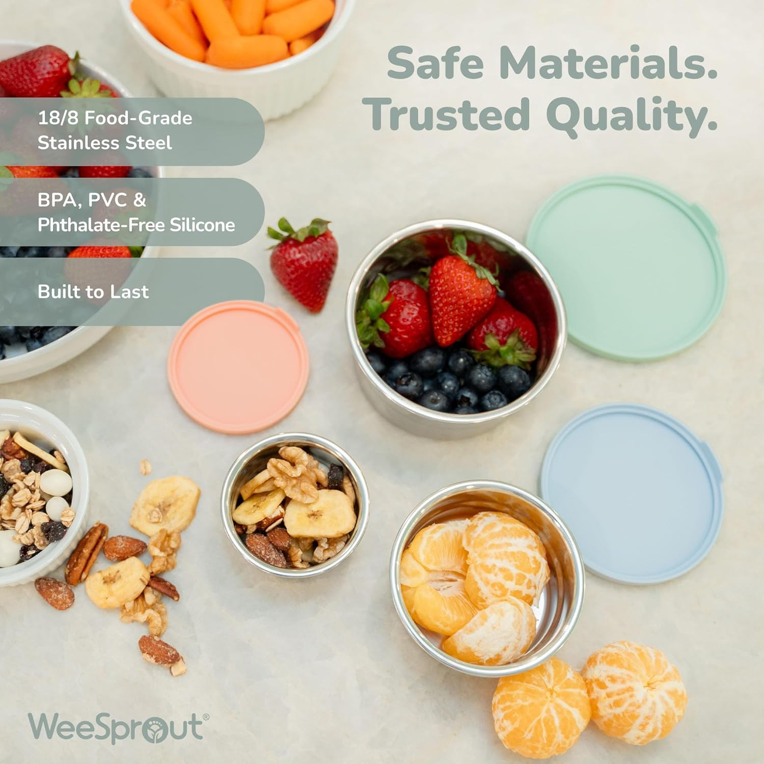 Stainless Steel Food Storage Containers – 3 Pack – 3 Oz, 6.1 Oz, 12.85 Oz with L