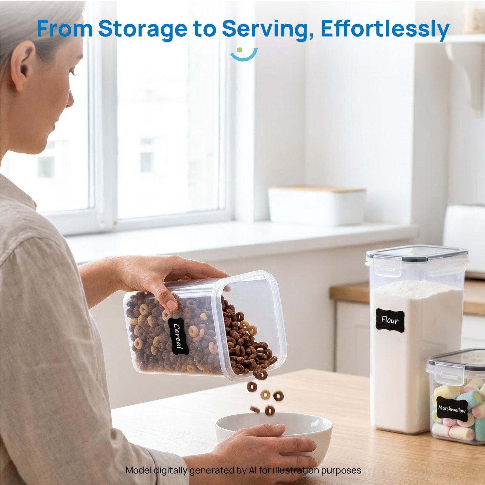 Airtight Food Storage Containers Set, Bpa-Free 7Pcs Plastic Kitchen and Pantry