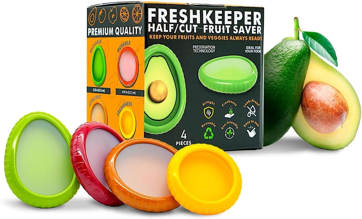 Avocado Saver & Onion Storage – Set of 4 BPA-Free Food Containers with Silicon