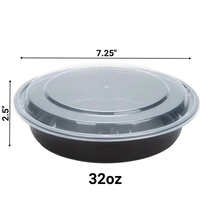 150 Set Meal Prep 32 oz Reusable Microwaveable Round Food Containers With Lids