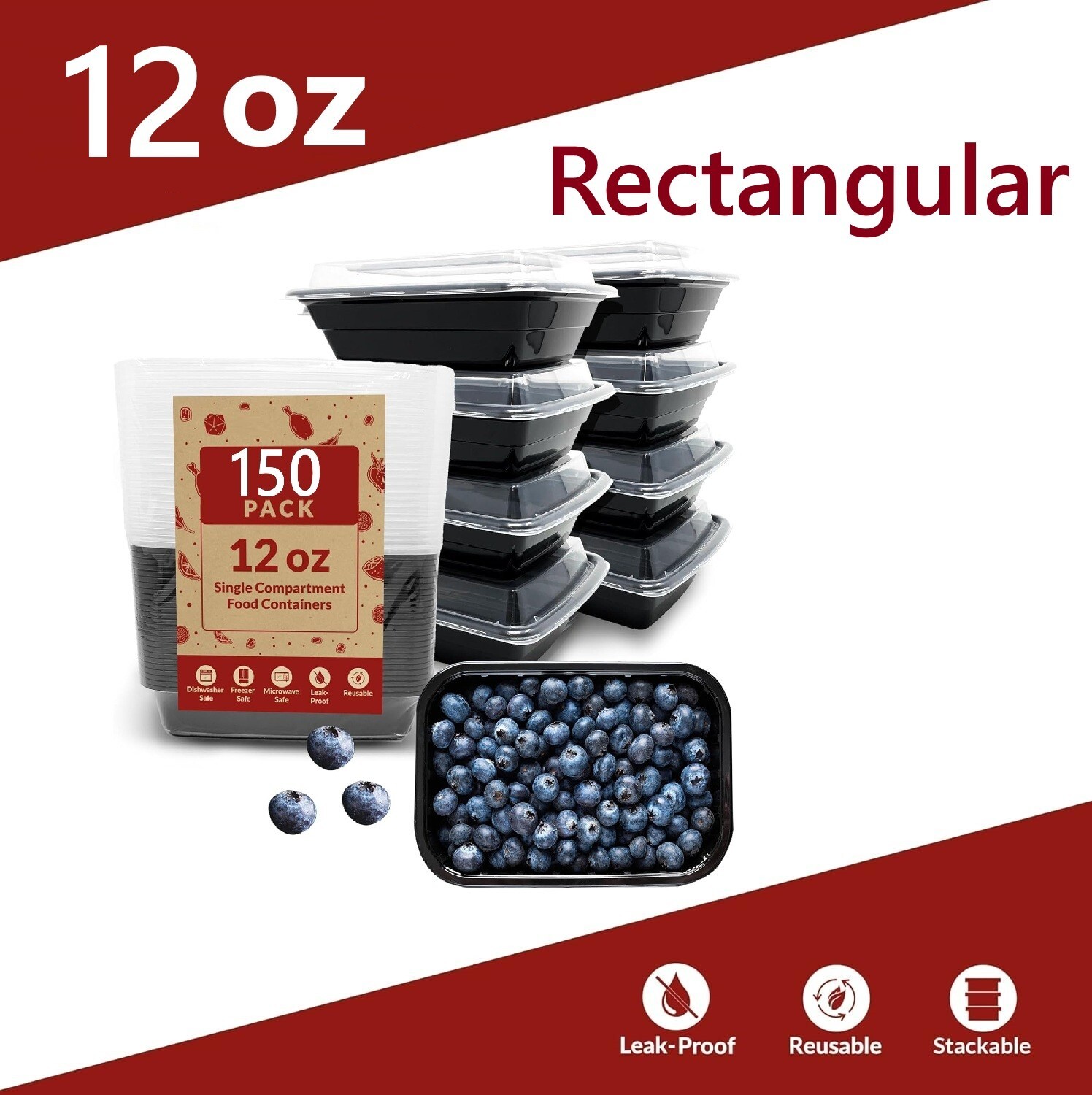 (150 Count) Round Meal Prep Containers to go Take-Out Food Containers with Lids