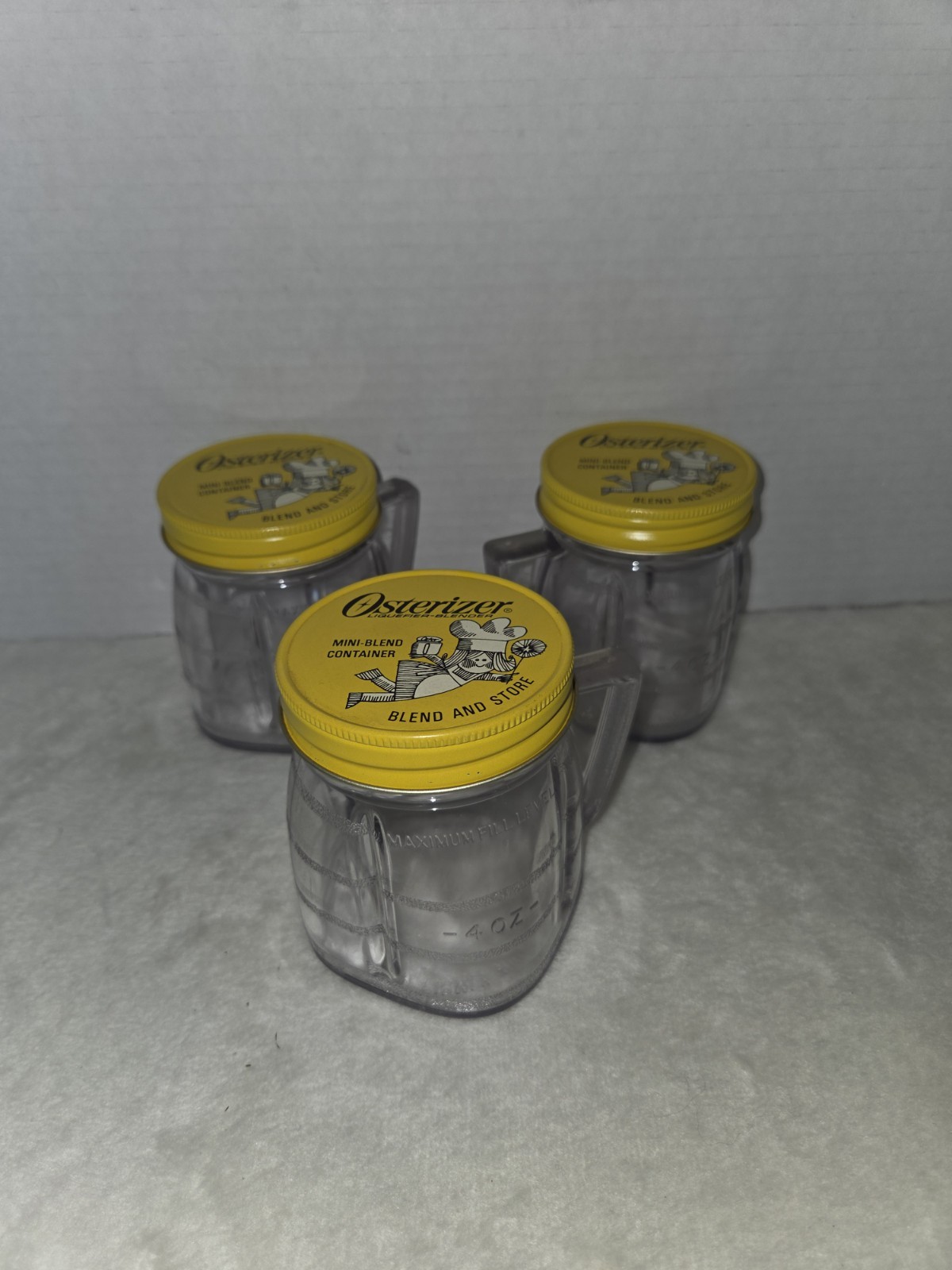 Three Vintage 8oz. Osterizer Mini Blend Plastic Containers Blend And Store