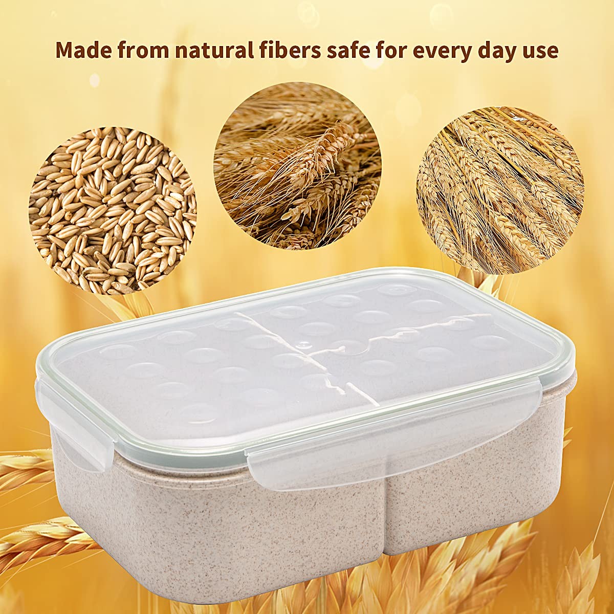 MISS BIG® Bento Box,Bento Box Adult,Lunch Box,Leak Proof Lunch 1900ml, White