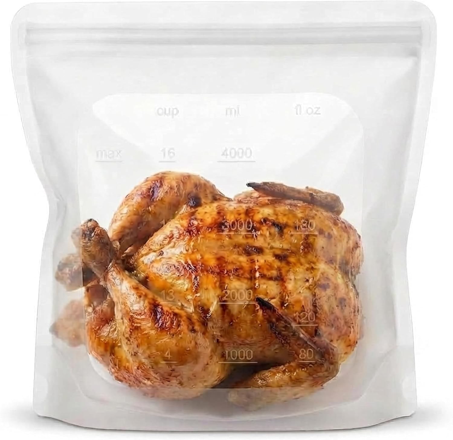 Reusable 1 Gallon Silicone Freezer Bag XXL 135 oz Clear Leakproof double-lock