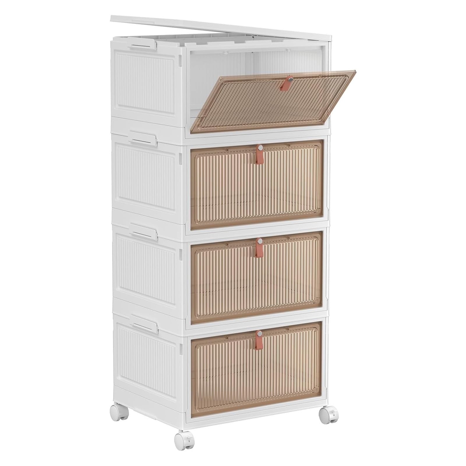 YFXCVSL 4 Tier Plastic Storage Bins with Lid 28QT – 4-Tier 28QT, White