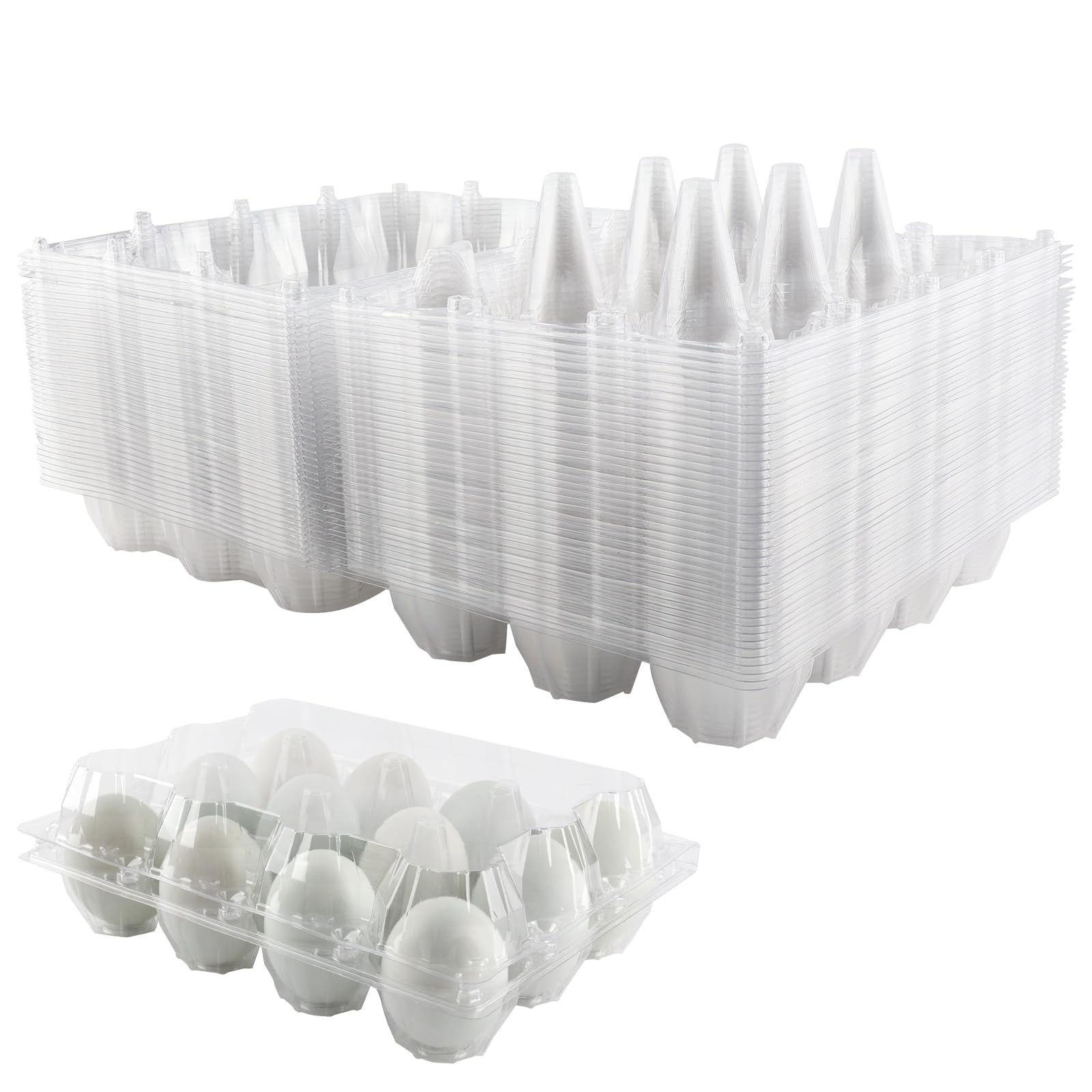 40 Pack Jumbo Egg Cartons for Duck/Turkey Eggs – Holds 12 XL Eggs, Clear Eco-…