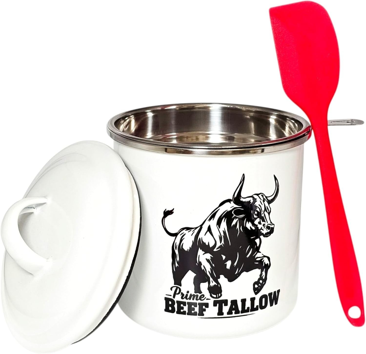 Beef Tallow Container with strainer for Fat Storage – 40 floz – 1.1 L – Bacon…