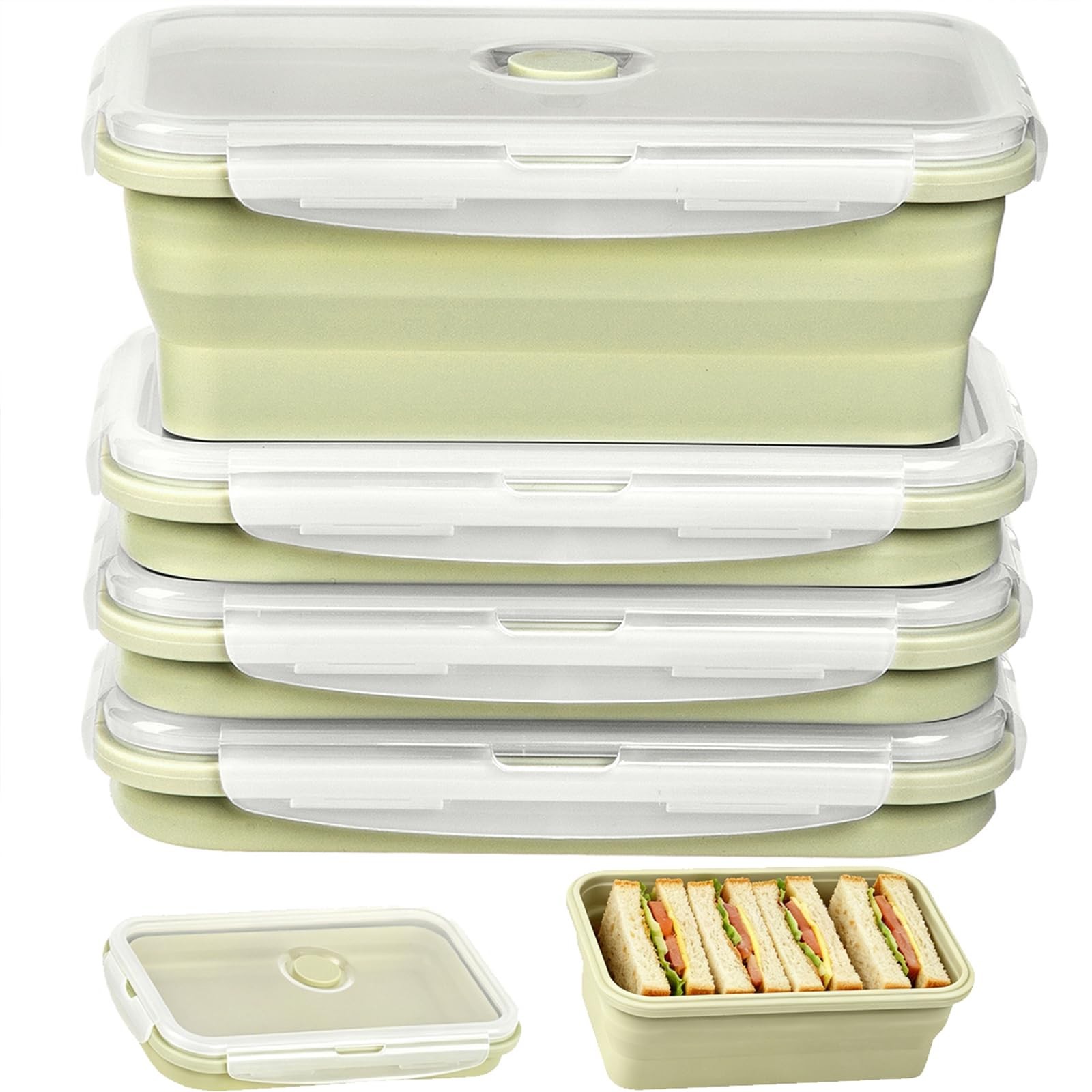 Collapsible Food Storage Containers with Airtight Lid & Vent Valve, 40.5oz/12…