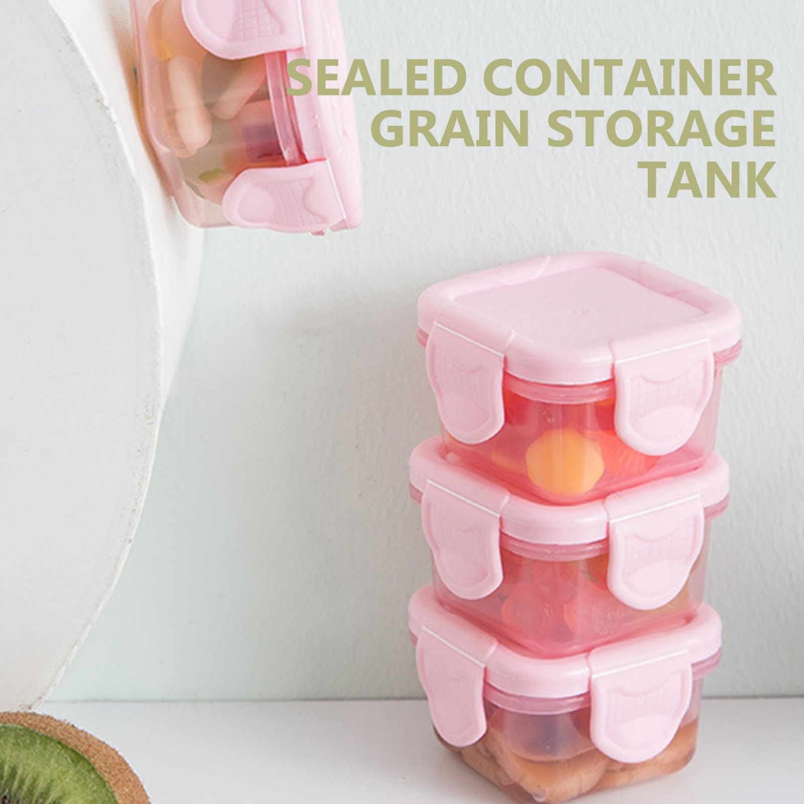 Portable Storage Snack Containers 4-Pack 2.36X2.36X1.57 Inch Airtight Meal Pr…
