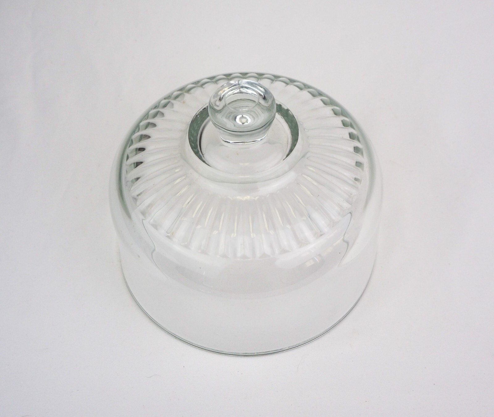 Vintage Clear Pressed Glass Food Dome Cheese Cloche Ribbed Top Made in France