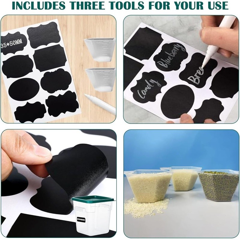 Durable Food Storage Containers Airtight Lids Ergonomic Handles Measuring Labels