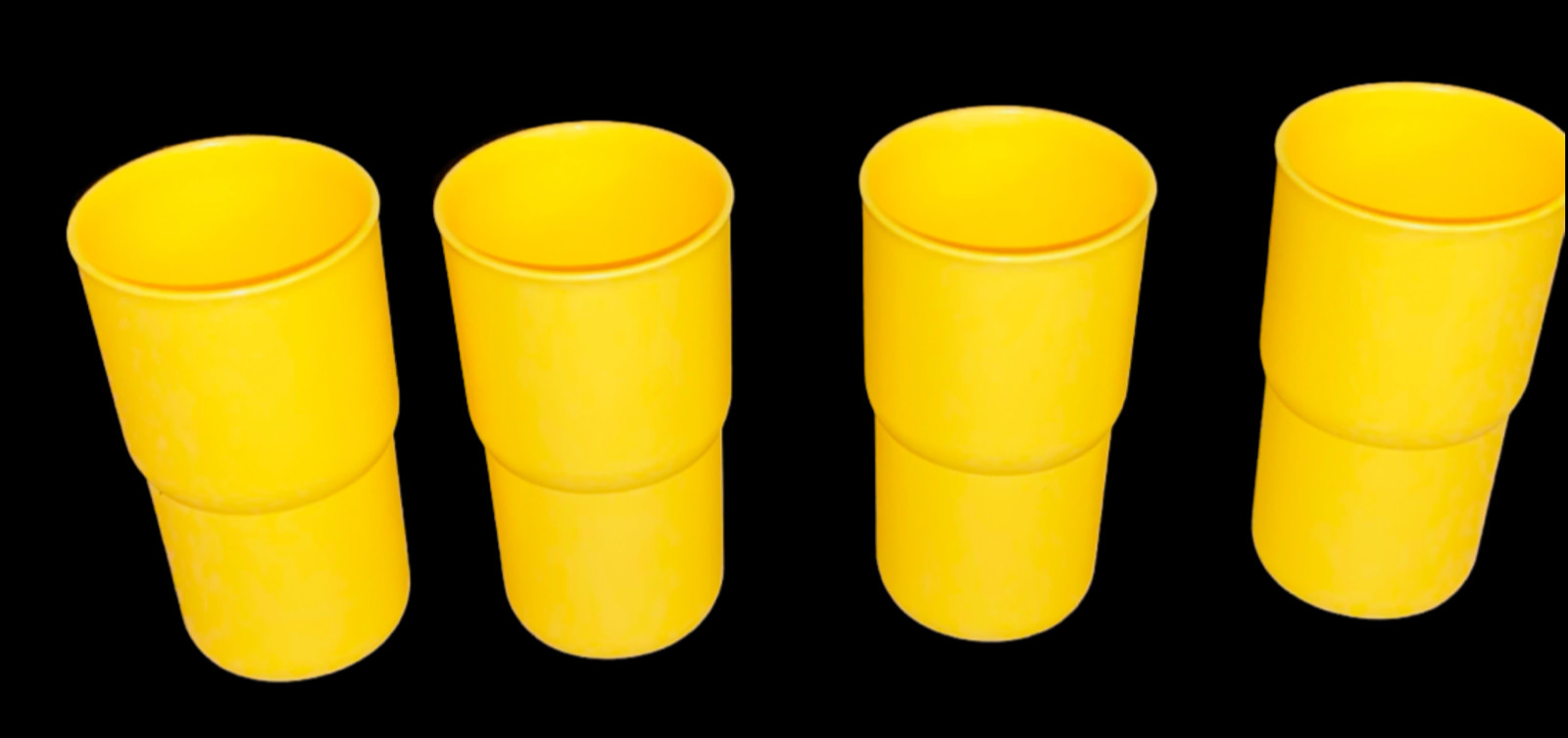 Tupperware Essentials Tabletop Tumblers Set of 4 Stacking Yellow 12-oz New